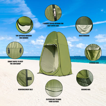 Camping Shower Tent 7FT Instant Level Up Privacy Tents, Portable Toilet Tent Outdoor Dressing Room, Foldable Camp Sun Shelter For Beach Fishing
