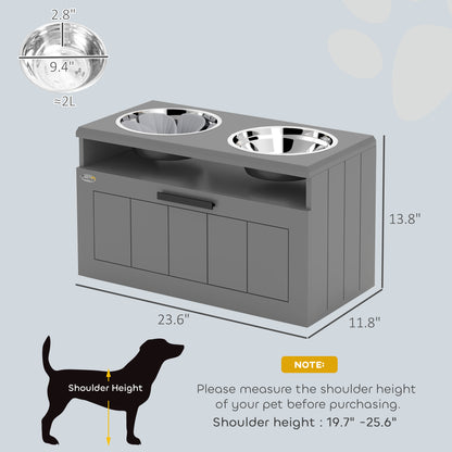 Elevated Dog Bowl, Large Feeding Dog Bowl Stand With 2 Stainless Steel Bowls, Storage Drawer, And Slow Feeder Mat.